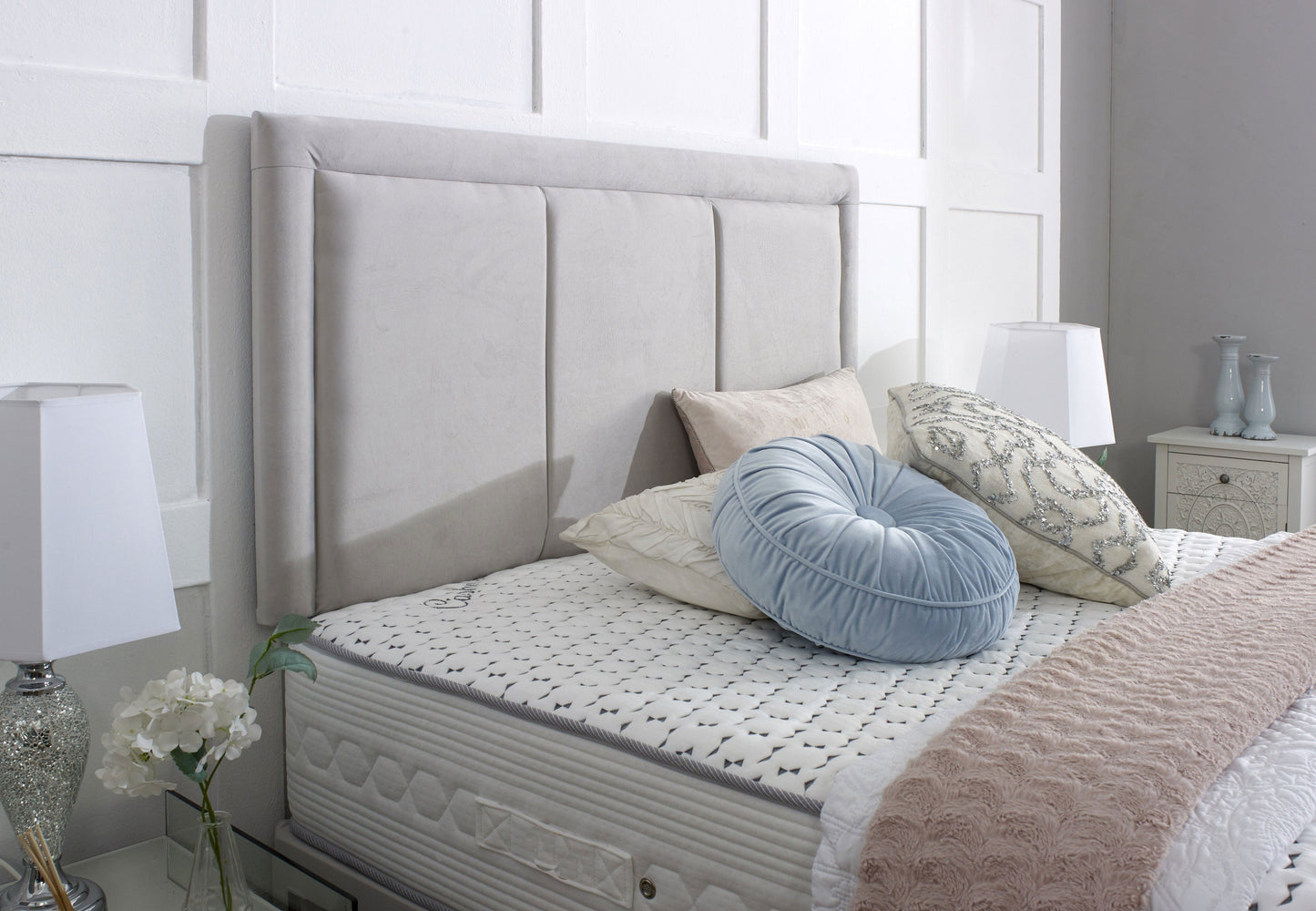 Florence Divan Bed Set with Border Headboard