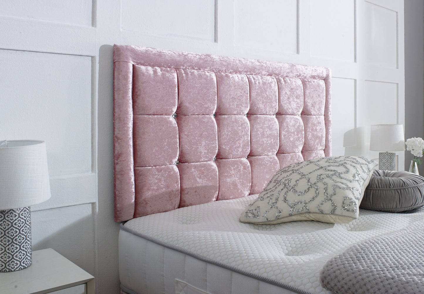 Aurora Divan Bed Set with Button Border Headboard