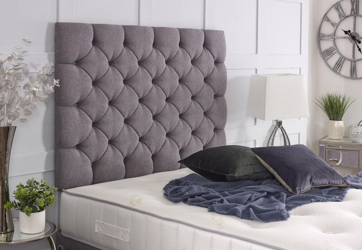 Chessington Divan Bed Set with Tall Button Headboard