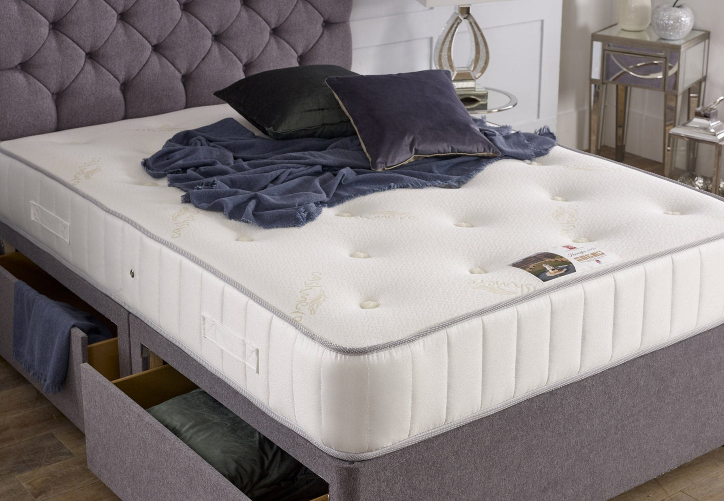 Chessington Divan Bed Set with Tall Button Headboard