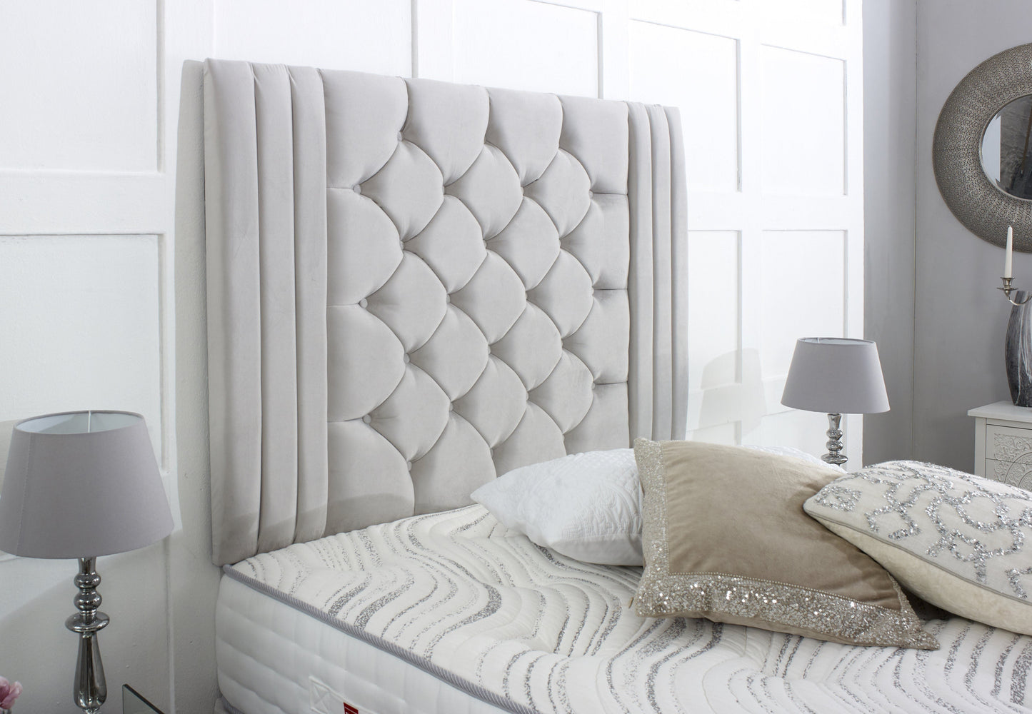 Regal Divan Bed Set with Tall Button Headboard