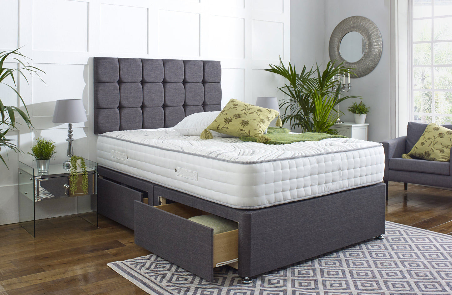 Cambridge Divan Bed Set with Button Headboard