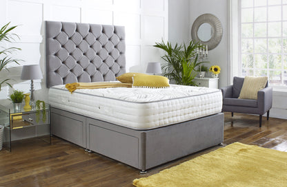 Royal Chester Divan Bed Set with Tall Button Headboard