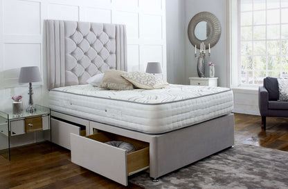 Regal Divan Bed Set with Tall Button Headboard