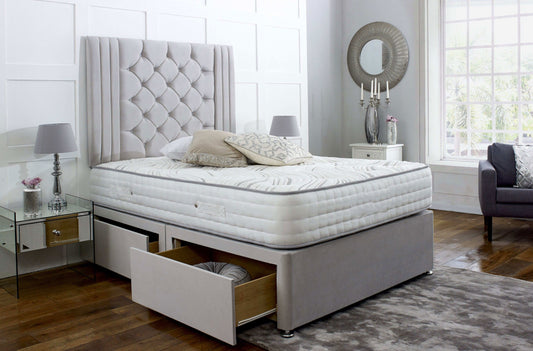 Regal Divan Bed Set with Tall Button Headboard