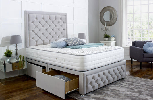 Andalusia Divan Bed Set with Tall Button Headboard and Footboard