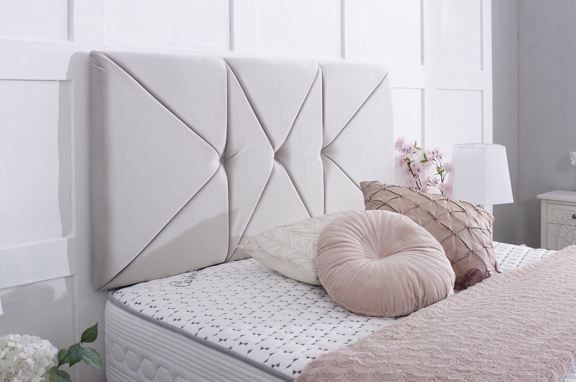 Prague Divan Bed Set with Button Headboard