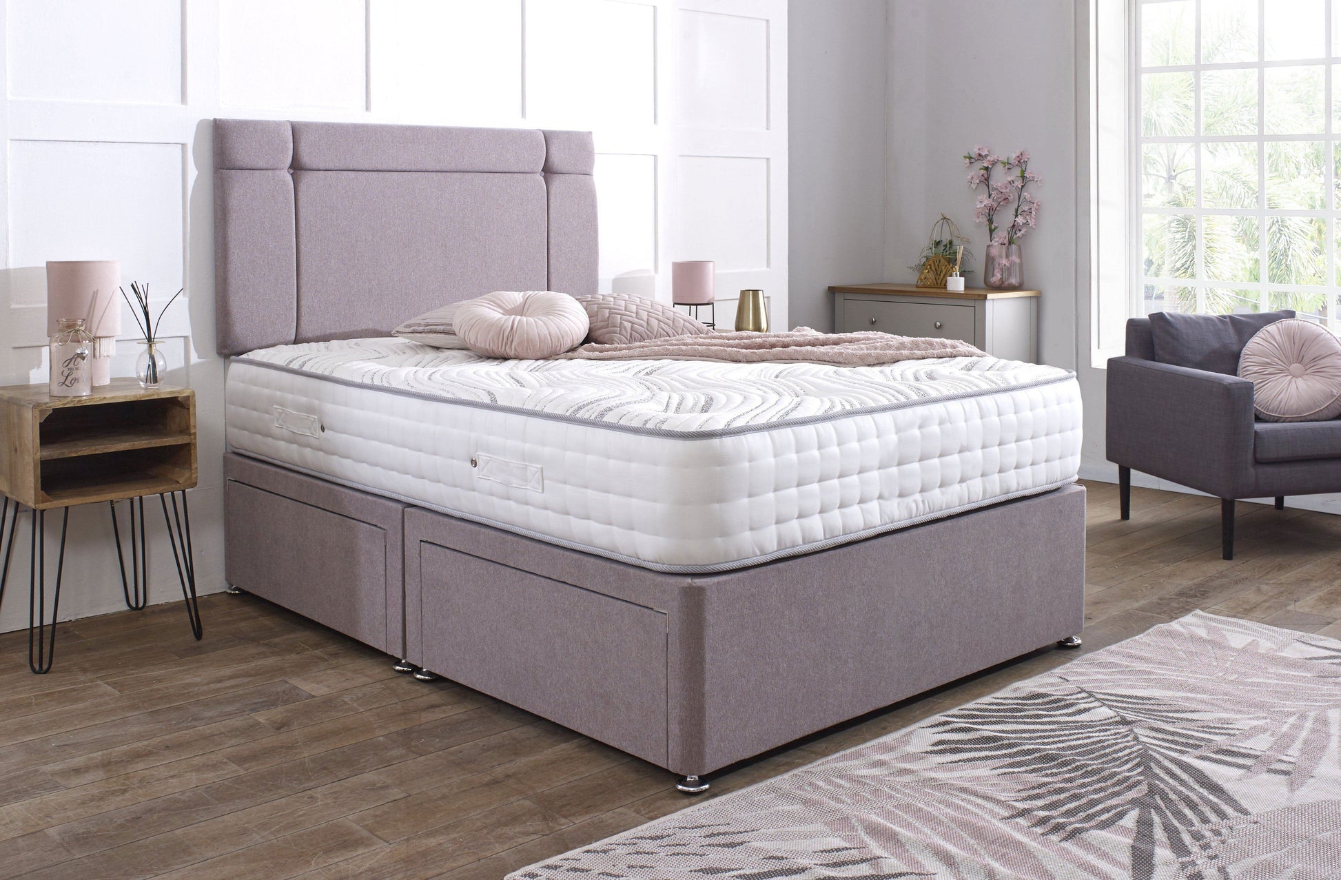 Sienna Divan Bed Set with Button Headboard
